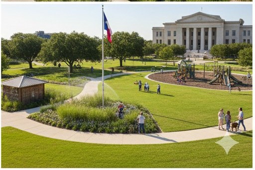 Municipal park and community landscape